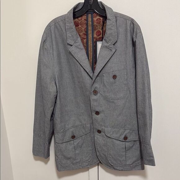 Ted Baker London NWT Washed Cotton Blazer in Navy Micro Houndstooth. Size small. - Picture 1 of 14